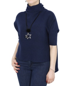 14570 DLF ROUND CHOKER NECK PULLOVER NAVY BLUE (2)